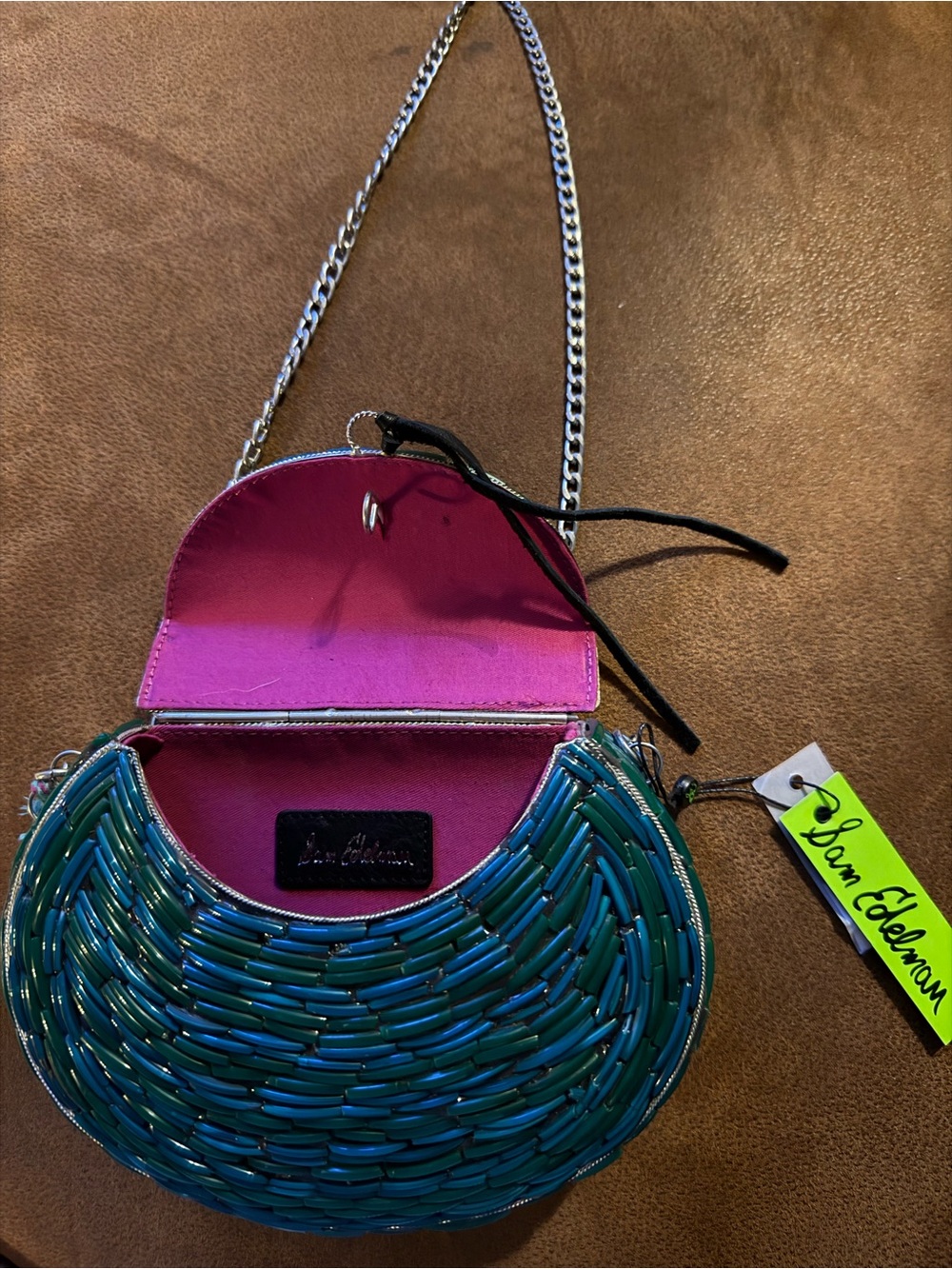 Sam Edelman Teal Beaded Crescent Crossbody Bag